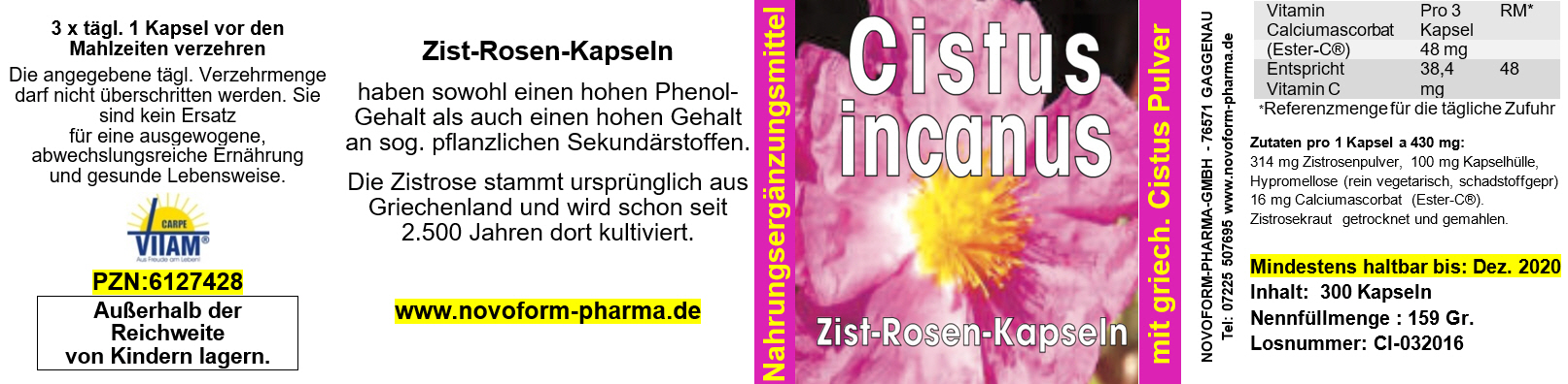 Cistus Incanus 400mg 300 Kapseln Novoform Pharma
